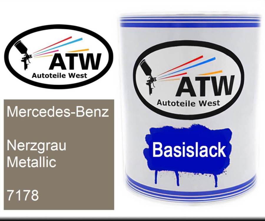 Mercedes-Benz, Nerzgrau Metallic, 7178: 1L Lackdose, von ATW Autoteile West.